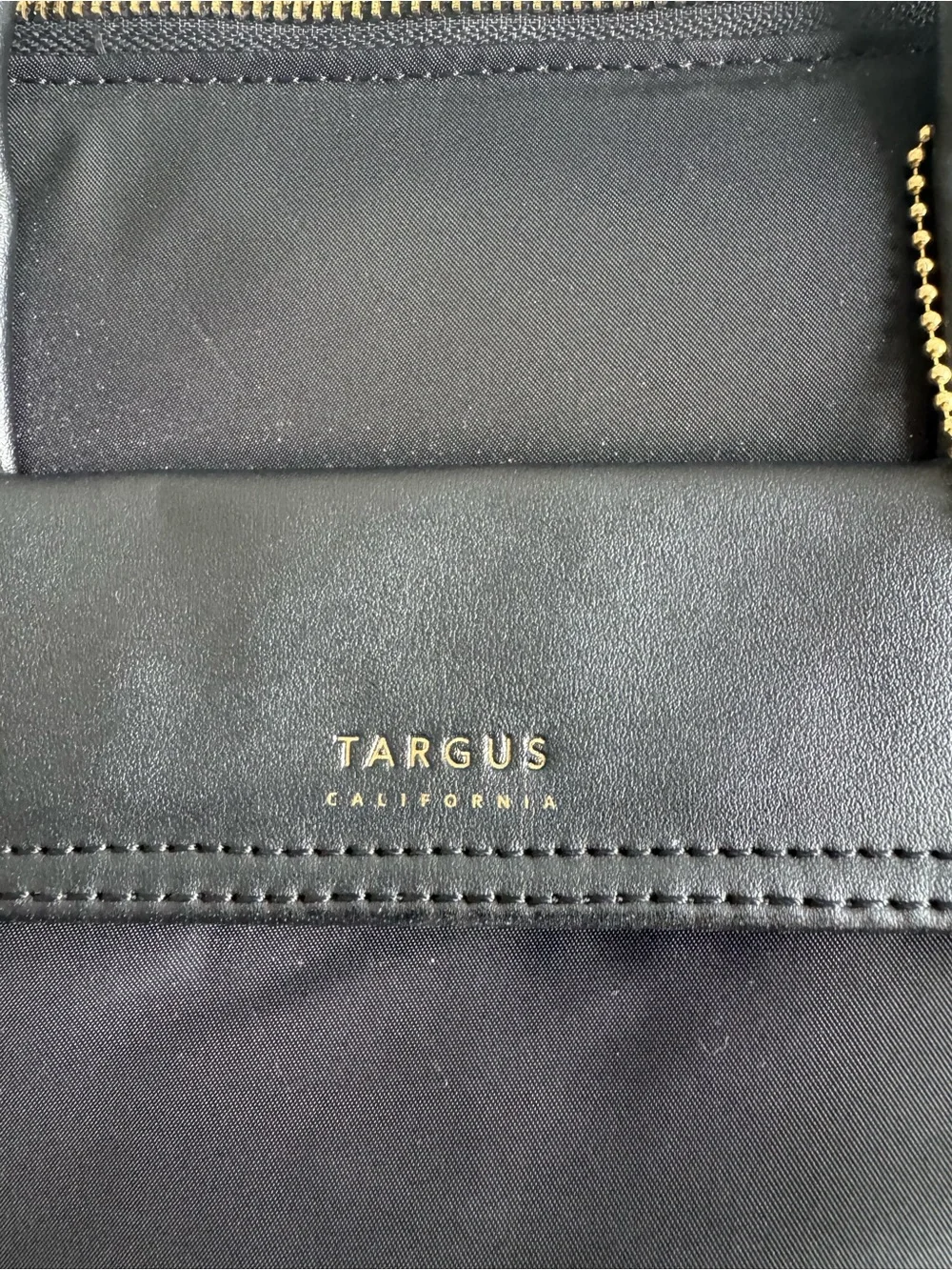 Targus Black Nylon Laptop Tote with Leather Trim and Gold Accents